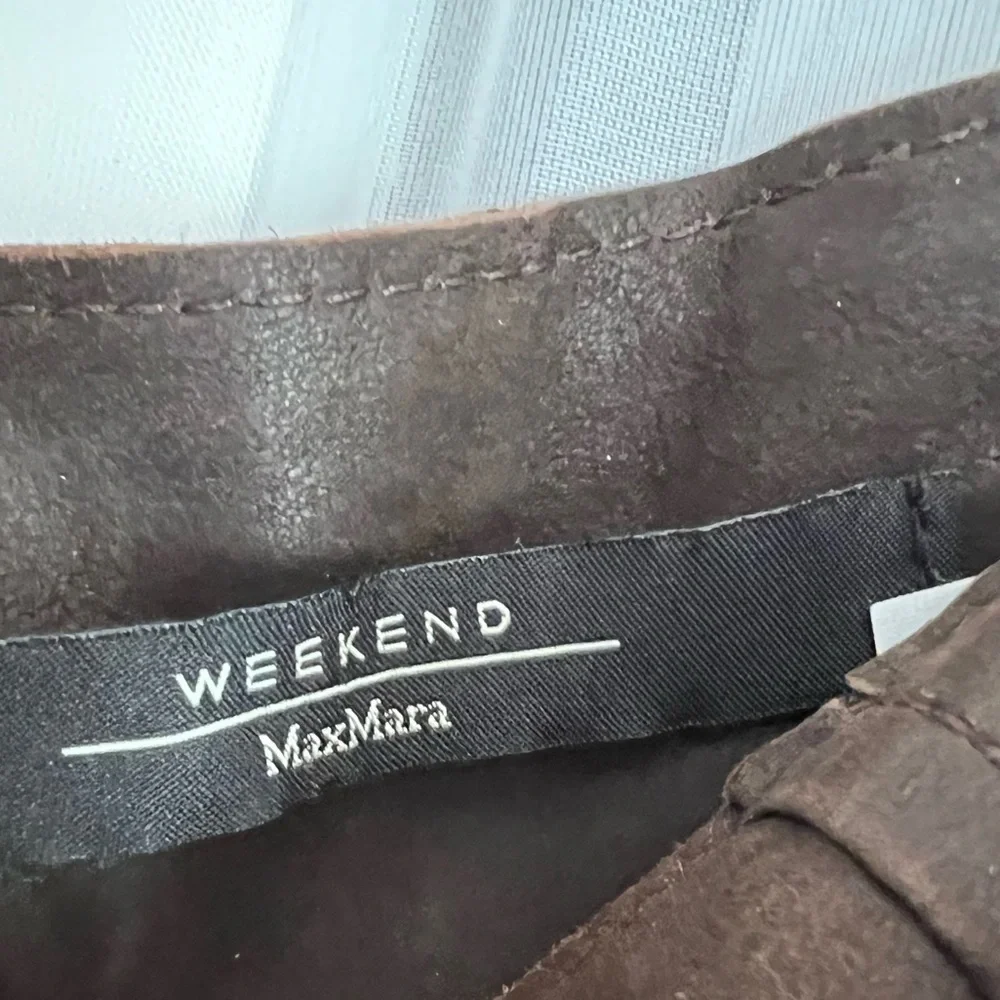 Max Mara Weekend Brown Vintage Leather pleated Midi Skirt Size 10 - Picture 4 of 6